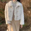 Faux Furs Fashion Loose Teddy Winter Ciepły Płaszcz Dla Kobiet Park Kobiety Krótki Zagęścić Elegancki Płaszcz Koreański Styl Królik Furry 210421