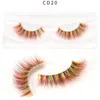 Colorido 3D Mink Eyelashes Makeup Pestañas de ojo grueso Cross Natural Long Fenelashes Show Show Pe Feast Eyelash con caja de empaque8957154