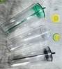 ふたとわらの二重壁の透明なプラスチックタンブラー旅行マグの再利用可能なカップ710mlの透明な飲みのカップwll1327を持つ24ozアクリルタンブラー