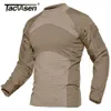 TACVASEN Hommes Été Tactique T-shirt Armée Combat Airsoft Tops Manches Longues T-shirt Militaire Paintball Chasse Camouflage Vêtements 5XL 210707