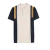Polo tricoté à manches courtes pour hommes d'été Style britannique Contraste Couleur Slim Ice Silk Tee Tops Casual Business Men Polo Shirt 210527