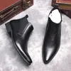 Daim hommes bottes d'hiver en cuir véritable hommes plate-forme Brogue décontracté cheville chaussures plates sans lacet robe Designer marque bottes