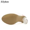 Eilyken Sexy transparente transparente PVC mujeres botines de alta calidad punta redonda tacones altos primavera / otoño botas con cremallera tamaño 35-42 210911