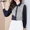 Retro Hong Kong Style Black Shirt Women Long-Sueved Spring Letter Print Shirt Design Niche Top JXMYY 210412