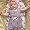 Ins Fashion Baby Ruched Linen Romper Girls Onesie Clothes Ruffles Straps Summer for Bebe 210529