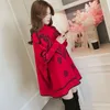 Осень и зимняя корейская версия длинного раздела Высокий воротник пуловер свитер плащ женщина летучая мышь рубашка 210427