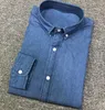 Män höst streetwear liten hästkvalitet 100cotton denim jeans skjortor camisa maskulina långärmad social hombre kemiser homme m216b