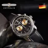 Wristwatches zeppelin zegarek importowany wodoodporny skórzany pasek biznesowy kwarcowy dwa oko wielofunkcyjny chronograf montre homme