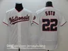 男性野球22 Juan Soto Jersey 37 Stephen Strasburg CooperStown FlexBaseクールなベースチームカラーレッドホワイトブラックステッチ高品質