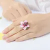 Wedding Rings Milangirl Quality Pink Zircon Red Princess Cut Crystal Flower For Women Female Mood Promise Jewelry5354119