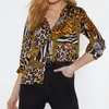 Blusa mujer leopardo serpiente cadena impresión vintage blusas casual oficina camisa más tamaño damas tops blusas mujer 210508