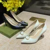 Classic High heel Designer lwedding shoes Point Toe Pumps 7.5CM 100% cowhide Tassels Metal Button women Little bee Dress shoes Large size