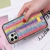 Luxury Bling Glitter Rainbow Heart Fodral Crystal Gradient Star Gems Diamond Bumper 2 i 1 TPU PC Shocksäker täckning till iPhone 13 12 Mini 11 Pro XR XS Max X 8 7 6 SE2