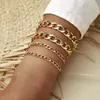 4 UniD / Set, Cadena Pulseras Para Las Mujeres Aleación de Color Oro de Metal Отритетелю Joyería Fiesta de Accesorios