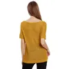 T-shirt da donna allentata gialla estate moda o collo blu plaid manica corta pullover sottile fondo camicie feminina LR894 210531