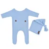 Baby Girl Boys Sticke One Piece Suit With Long Tail Cap Praphy Props Spädbarn Söta nyfödda Romper Bodysuit Bilder Kläder M1171360