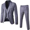 3 pezzi Mens Blazer Suit per matrimonio Slim Fit Business Office Groom Party Jacket Costumi Uomo Suit con pantaloni Gilet Costume Homme X0909