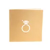 Gouden laser gesneden 3D-ring pop-up bruiloft uitnodigingen romantische handgemaakte Valentijnsdag voor minnaar briefkaart Groet cadeau kaart BBE13214