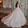 Romantyczny Seksowna Seksowna ślubna Linia Sheer Jewel Neck Lace Aplikacje Długie Rękawy Illusion Tulle Robe Mariage Vestido de Noiva Backless Bride Sukienek Custom Made