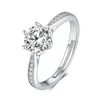 Heißer S925 Sterling Silber Hochwertige Mossang Sechs Prong Diamant Paar Hochzeit Ring Romantische Öffnung Einstellbar Weiblichen Schmuck