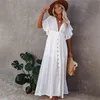 Sexy Bikini Cover-ups Long White Tunic Casual Summer Beach Dress Elegant Women Plus Size Wear Swim Suit Cover Up Q1208 210722