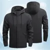 Men's Jackets Men Windbreaker Fashion Hooded Drawstring Solid Color Jacket Coat Thin Type Long Sleeve Casual