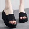 Elastik Kumaş Terlik Kadın 2021 Ucuz Basit Chanclas Yüksek Topuk Plaj Çevirme Yaz Platformu Sandalet Zapatos Mujer Lady C0410