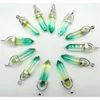 Natursten Quartz Crystal Lapis Turquoes Tiger Eye Opal Hexagonal Charm Pendants för DIY Smycken Halsband Tillbehör24PC