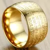 Wedding Rings Vintage Buddha Rimbuu Sutra Spell Rune Faith Ring Buddhism Wide Steel For Women Men Buddhist Comfortable Fit Gifts