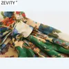 ZEVITY 2022 Women Vintage Floral Print Side Bow Tied Slim Kimono Mini Dress Female Chic Long Sleeve Casual Party Vestidos DS8979 Y1204