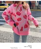 H.SA Maglioni e pullover da donna Oneck Maglioni oversize rosa coreani Maglioni floreali rosa Maglioni lavorati a maglia Femme Hiver 210716