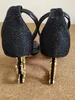 Классика женская обувь тапочки мода пляж толстый нижний алфавит леди сандалии кожаный высокий каблук 006