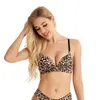 Leopard Print Bra sätter utan stålring Anti-Glare Sexy Fashion BH och Panty Sets Underkläder Push Up Bra Kvinnans underkläder X0526