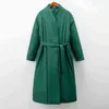 Design Kvinnor Vinterexamen Tjock Coat Warm Parka Oversized Maxi Long Coat With Belt Casual Outerwear 211108