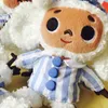 cute cheburashka plush toy big eyes monkey with clothes soft doll Russia Anime baby kids sleep appease toys for children 210728