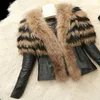 Höst Vinter Kvinnors Faux Fur Coat Jacka Kvinna Slim Fit PU Läder Coats Fluffy OuterWear Jackor 211220