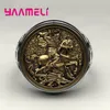 Outlets 925 Ring for Men Sterling Silver Soldier Dragon Hero Design Stylish Hip Hop Punk Wide Band Personality Heavy Jewelry