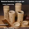 Stor kapacitet naturlig bambu förvaringsburkar för bulkprodukter kök Tillbehör containerflaskekryddor TEA Box Caddy Sealed 210331