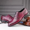 Dress Shoes Luxury Men Genuine Leather Brogue Carving Oxfords Square Toe Formal Wedding Party Business Office