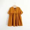 MyFS Korece Avustralya Ins Bebek Küçük Kızlar Keten Organik Pamuk Elbiseler Muslin A-Line Çocuk Prenses Elbise