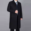 Men Winter Long Coat Woolen Pea Jackets Autumn Blend Overcoat Trench Man Jacket 211106