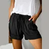 Pantalones cortos de cintura alta para mujer, estilo coreano de verano para mujer, informal, holgado, de cintura alta, con tiras, de pierna ancha, para playa, 210517