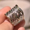 Vintage weiblicher Ring 925 Sterling Silber Pave Diamant CZ Versprechen Ehering Ringe für Frauen Braut Finger Party Schmuck Geschenk