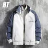 Winterjacke Männer Patchwork Parkas Herren Stehkragen Warme leichte Mäntel verdicken gepolsterte Parka Streifen winddichte Jacken 210603