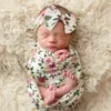 A886 Florals 유아 아기 swaddle 포장 담요 랩 담요 보육 침구 아기들이 헝겊 천을 머리띠 사진 소품