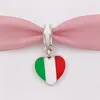 925 Silverpärlor Italien Hjärtflagga Pendant Charm passar europeisk pandora stil smycken armband halsband för smycken tillverkning 791547enmx annajewel