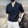 Fashion Summer Solid Short Sleeve Tuxedo T-shirts Män Kläder Enkelt All Match Slim Fit Casual Chemise Homme Streetwear 3XL 220304