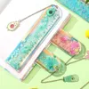 Marcador Kawaii Cat Cherry Blossoms Bookmarks 15 cm Glitter Glitter Quicksand Mark For Kids Gift School Supplies StationA7732035