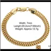 Link, dostawa z kroplami 2021 6 mm damskie męskie bransoletki łańcuch żółty złoto kolor unisex podwójny krawężnik kubański Bismark Bransoletka biżuteria LG