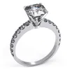 Anillo de plata esterlina 6mm Cushion 1CT NSCD Simulados anillos de diamante Mujeres Compromiso Jewlery 18k Blanco Oro Plateado